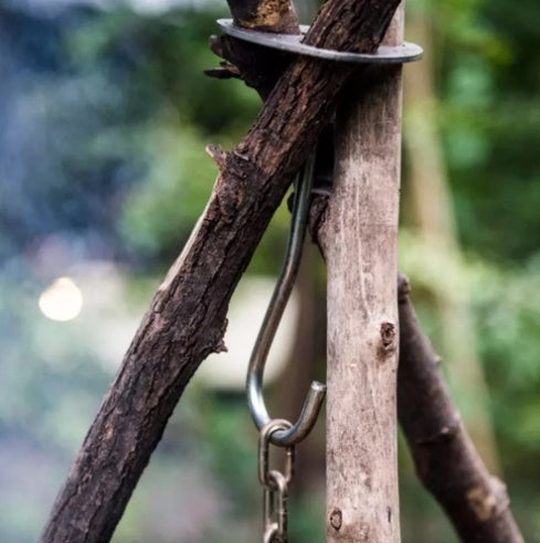 Bärbar utomhusgrill camping rostfritt stålhängare campingstativ