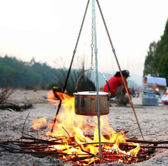 Campfire tripod hanging pot picnic fire bracket aluminum alloy tripod camping supplies